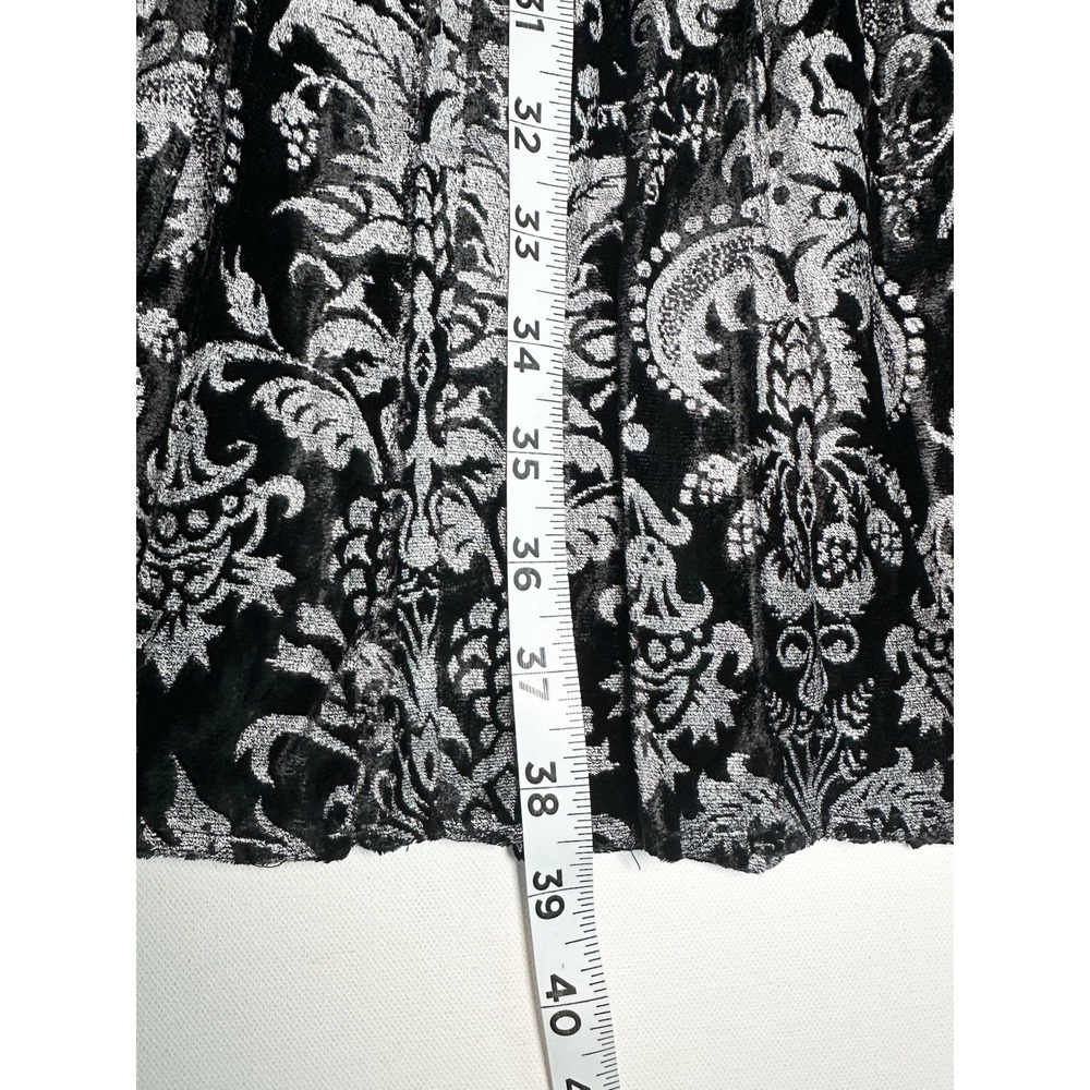 Double D Ranch Wear LARGE Black Silver Velvet Pull On Tiered Maxi Romantic Skirt - Picture 11 of 14